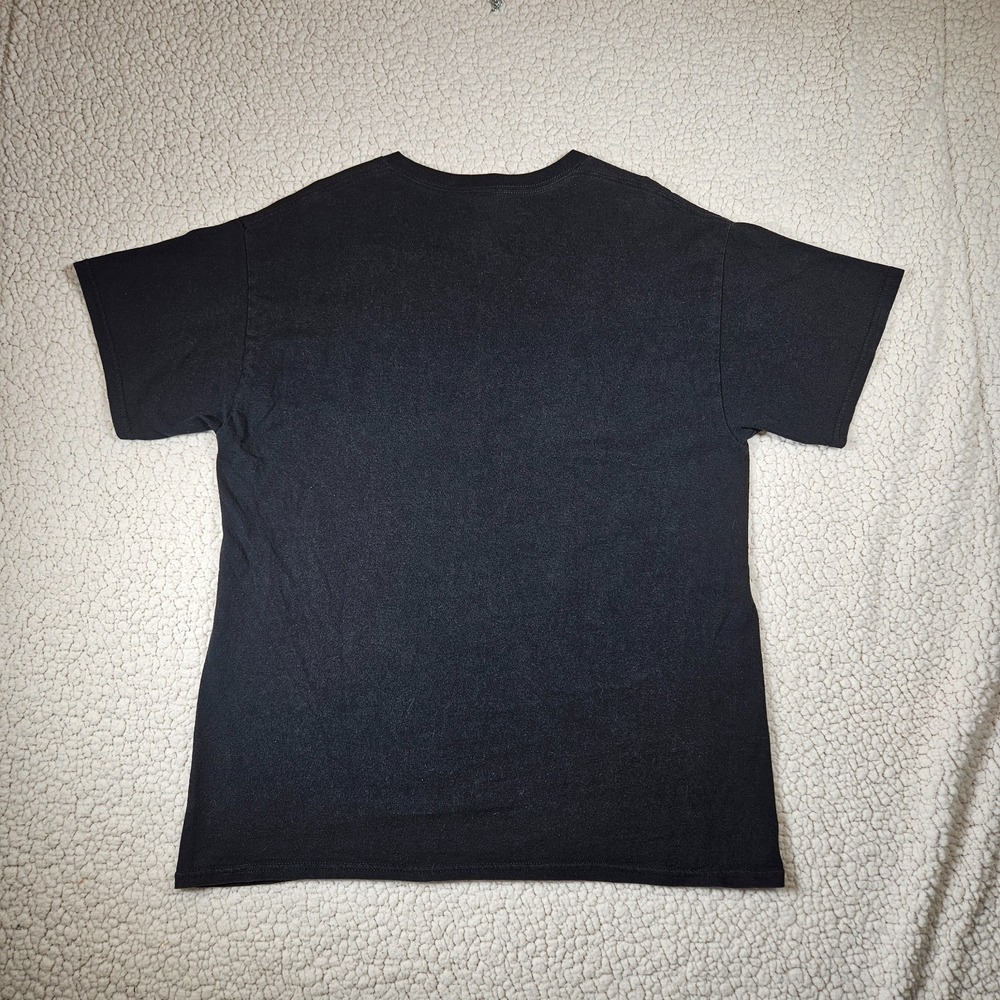 Batman Gildan Heavy Cotton Black Graphic T-Shirt Mens Large Yellow Bat Logo L - Picture 10 of 11